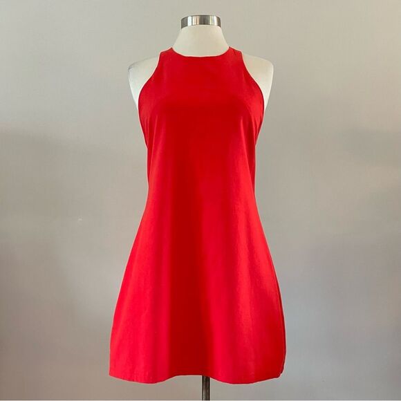 superdown Dresses & Skirts - 🚨FINAL SALE🚨 Super Down Linen Cotton Halter Strappy Open Back Mini Dress Red M